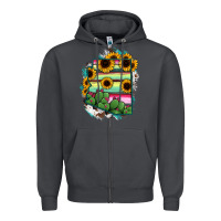 Smoke Arizona Map Sunflower Cactus Serape Zipper Hoodie - RanaPortraitStore
