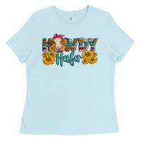 Baby Blue Western Howdy Heifer With Charolais Cow Ladies Tee - LillyAllenDesigns
