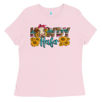Bubblegum Pink Western Howdy Heifer With Charolais Cow Ladies Tee - LillyAllenDesigns