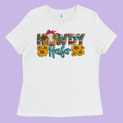 Western Howdy Heifer With Charolais Cow Ladies Tee Designed By Lillyallendesigns