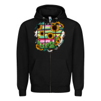 Black Arkansas Map Sunflower Cactus Serape Zipper Hoodie - RanaPortraitStore