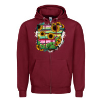 Burgundy Arkansas Map Sunflower Cactus Serape Zipper Hoodie - RanaPortraitStore