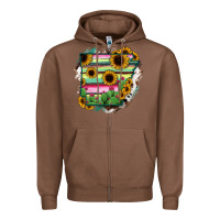 Chestnut Arkansas Map Sunflower Cactus Serape Zipper Hoodie - RanaPortraitStore