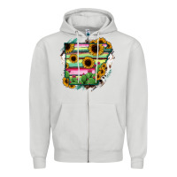 Dove Grey Arkansas Map Sunflower Cactus Serape Zipper Hoodie - RanaPortraitStore