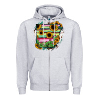 Heather Grey Arkansas Map Sunflower Cactus Serape Zipper Hoodie - RanaPortraitStore