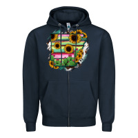 Navy Arkansas Map Sunflower Cactus Serape Zipper Hoodie - RanaPortraitStore