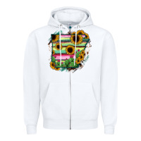White Arkansas Map Sunflower Cactus Serape Zipper Hoodie - RanaPortraitStore