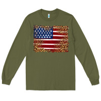 Army Green american flag and leopard Long Sleeve Tee - Artiststas