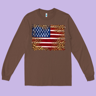American Flag And Leopard Long Sleeve Tee Designed By Artiststas