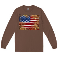 Chestnut american flag and leopard Long Sleeve Tee - Artiststas