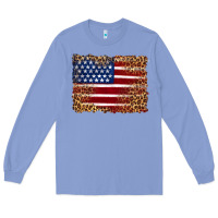 Colony Blue american flag and leopard Long Sleeve Tee - Artiststas