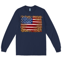 Navy american flag and leopard Long Sleeve Tee - Artiststas