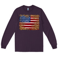 Plum american flag and leopard Long Sleeve Tee - Artiststas