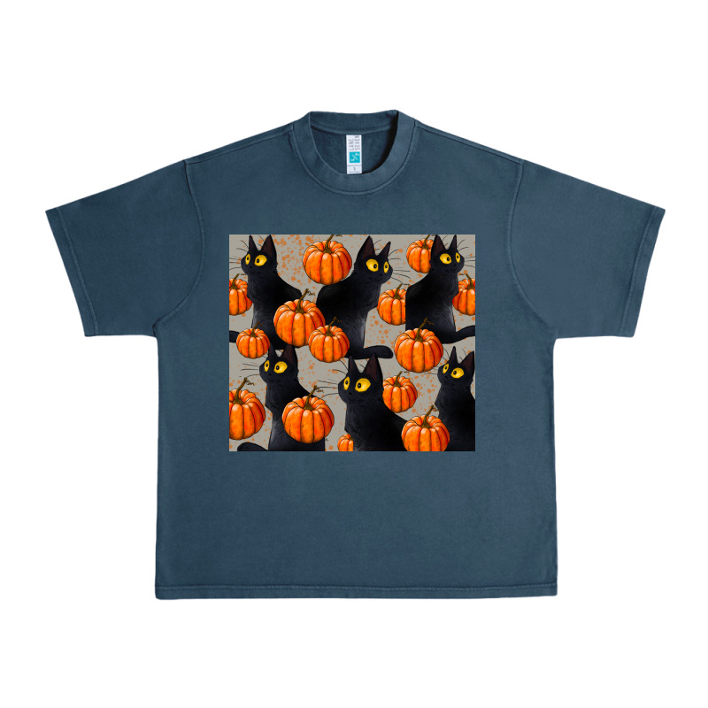 Black Cat With Pumpkins Tumbler Urban Heavy Tee by LillyAllenDesigns | Teevron