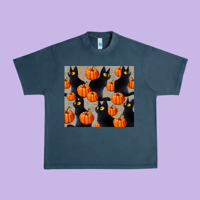 Black Cat With Pumpkins Tumbler Urban Heavy Tee Designed By Lillyallendesigns