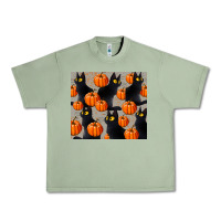 Oil Green black cat with pumpkins tumbler Urban Heavy Tee - LillyAllenDesigns