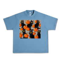 Pebble Blue black cat with pumpkins tumbler Urban Heavy Tee - LillyAllenDesigns