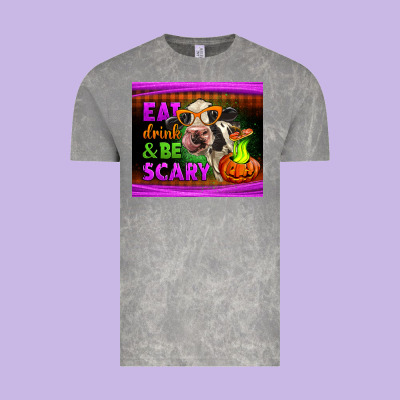 Eat Drink And Be Scary Cow Vintage Tee Designed By Lillyallendesigns