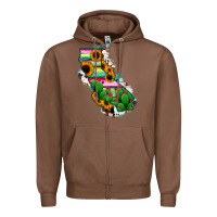 Chestnut California Map Sunflower Cactus Serape Zipper Hoodie - RanaPortraitStore