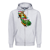 California Map Sunflower Cactus Serape Zipper Hoodie | Teevron