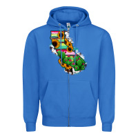 True Royal California Map Sunflower Cactus Serape Zipper Hoodie - RanaPortraitStore