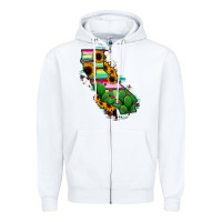 White California Map Sunflower Cactus Serape Zipper Hoodie - RanaPortraitStore