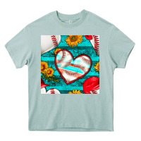 Arona baseball hearts and sunflowers with turquoise gemstone seamless patter Heavy Core Tee - BundleAndBundleShop