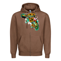 Chestnut Florida Map Sunflower Cactus Serape Zipper Hoodie - RanaPortraitStore