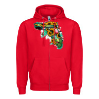 Red Florida Map Sunflower Cactus Serape Zipper Hoodie - RanaPortraitStore