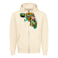 Sandshell Florida Map Sunflower Cactus Serape Zipper Hoodie - RanaPortraitStore