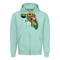 Seafoam Florida Map Sunflower Cactus Serape Zipper Hoodie - RanaPortraitStore