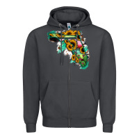 Smoke Florida Map Sunflower Cactus Serape Zipper Hoodie - RanaPortraitStore