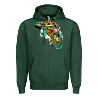 Sports Green Florida Map Sunflower Cactus Serape Zipper Hoodie - RanaPortraitStore