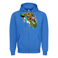 True Royal Florida Map Sunflower Cactus Serape Zipper Hoodie - RanaPortraitStore