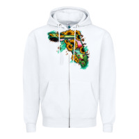 White Florida Map Sunflower Cactus Serape Zipper Hoodie - RanaPortraitStore