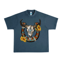 Midnight Navy bull skull with horseshoe Urban Heavy Tee - RanaPortraitStore