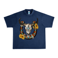 Navy bull skull with horseshoe Urban Heavy Tee - RanaPortraitStore