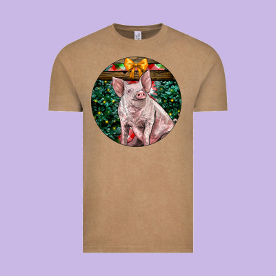 Christmas Pig Vintage Tee Designed By Lillyallendesigns