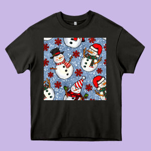 Christmas Snowman Seamless Pattern Heavy Core Tee Designed By Bundleandbundleshop