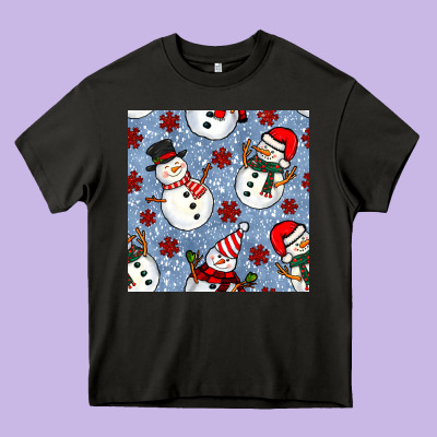 Christmas Snowman Seamless Pattern Heavy Core Tee Designed By Bundleandbundleshop