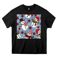 Black christmas snowman seamless pattern Heavy Core Tee - BundleAndBundleShop