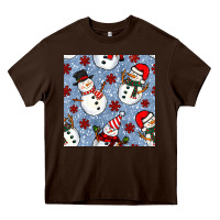 Chocolate Brown christmas snowman seamless pattern Heavy Core Tee - BundleAndBundleShop