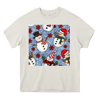 Cream christmas snowman seamless pattern Heavy Core Tee - BundleAndBundleShop