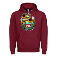 Burgundy Georgia Map Sunflower Cactus Serape Zipper Hoodie - RanaPortraitStore