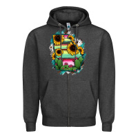 Charcoal Heather Georgia Map Sunflower Cactus Serape Zipper Hoodie - RanaPortraitStore