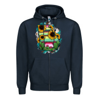 Navy Georgia Map Sunflower Cactus Serape Zipper Hoodie - RanaPortraitStore