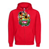 Red Georgia Map Sunflower Cactus Serape Zipper Hoodie - RanaPortraitStore