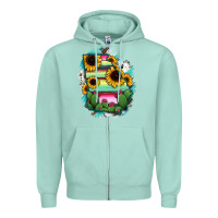 Seafoam Georgia Map Sunflower Cactus Serape Zipper Hoodie - RanaPortraitStore