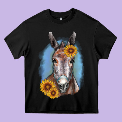 Sunflower Donkey Heavy Core Tee Designed By Ranaportraitstore
