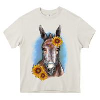 Cream Sunflower Donkey Heavy Core Tee - RanaPortraitStore